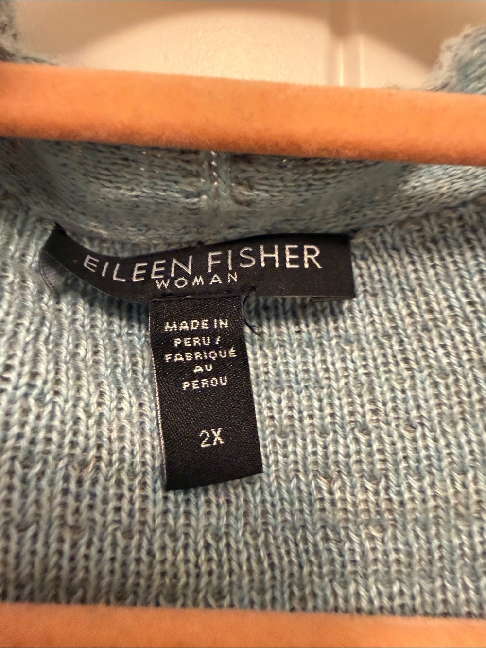 Light Blue Open-Front Waffle Knit Cardigan Sweater - Eileen Fisher - Picture 2 of 4